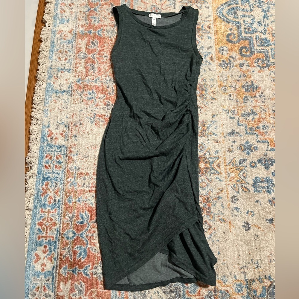 LEith green marled sleeveless tulip hem ruched dress